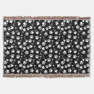 Couverture motif d'impression de chat d'os de poissons