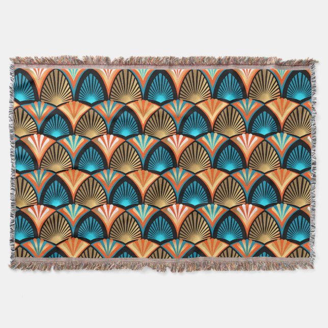 Couverture Motif d'or feuille en palmier géométrique Art Déco (Devant)