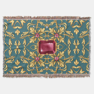 Couverture Motif doré sans couture avec rubis
