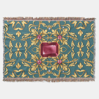 Couverture Motif doré sans couture avec rubis
