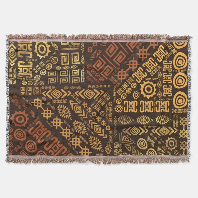 Couverture Motif d'origine africaine- marron et or #10 (Devant)
