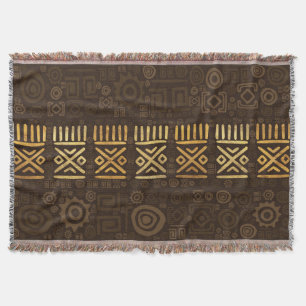Couverture Motif d'origine africaine- marron et or #2