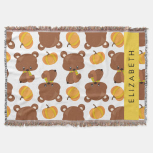 Couverture Motif D'Ours, Mignons Ours, Citrouille, Votre Nom