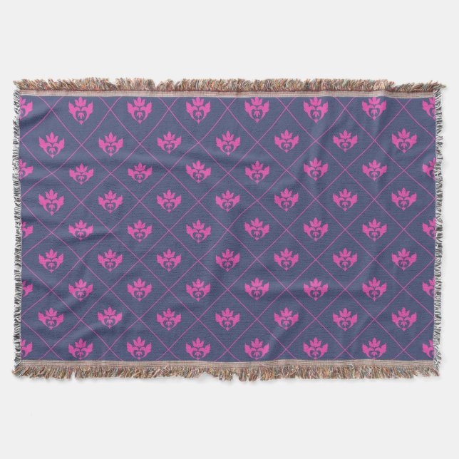Couverture Motif élégant d'ornement de roses indien de bleu (Devant)