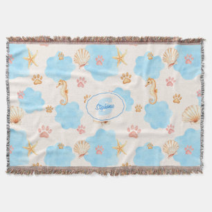 Couverture Motif Empreinte de patte d'inspiration océanique a
