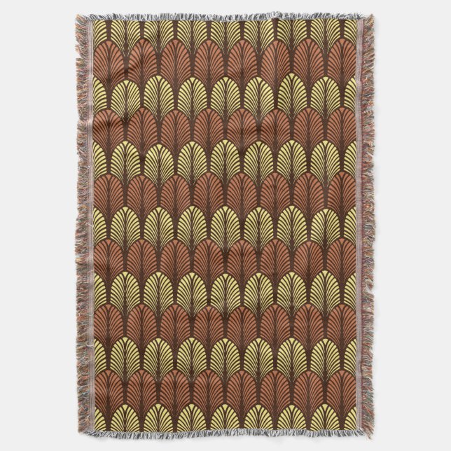 Couverture Motif en plumes Art déco, Brown foncé et rouille (devant Vertical)