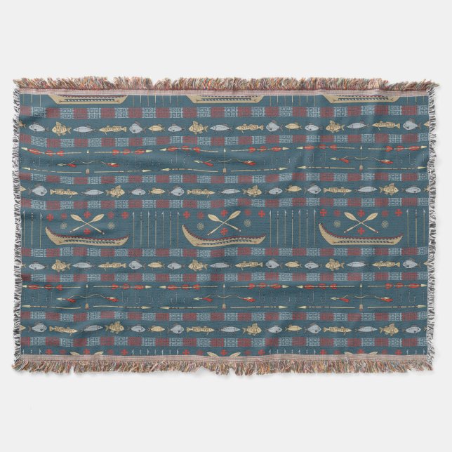Couverture Motif ethnique de pêche (Devant)