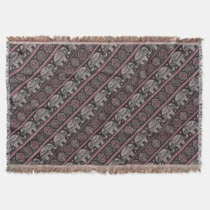 Couverture Motif ethnique noir d'éléphant