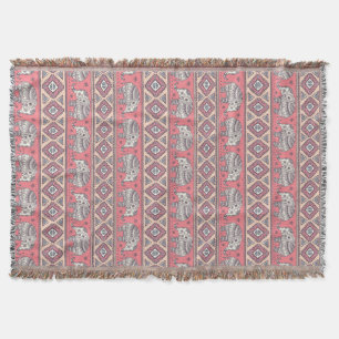 Couverture Motif ethnique rose d'éléphant