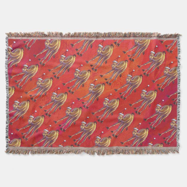 Couverture Motif Festif Camel En Rouge (Devant)
