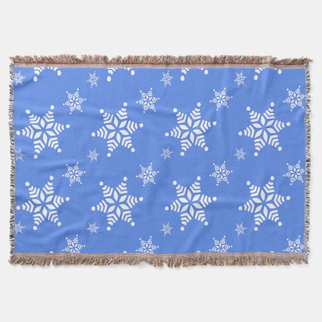 Couverture Motif Flocon de Neige, Flocons de Neige Blancs, Ne (Devant)