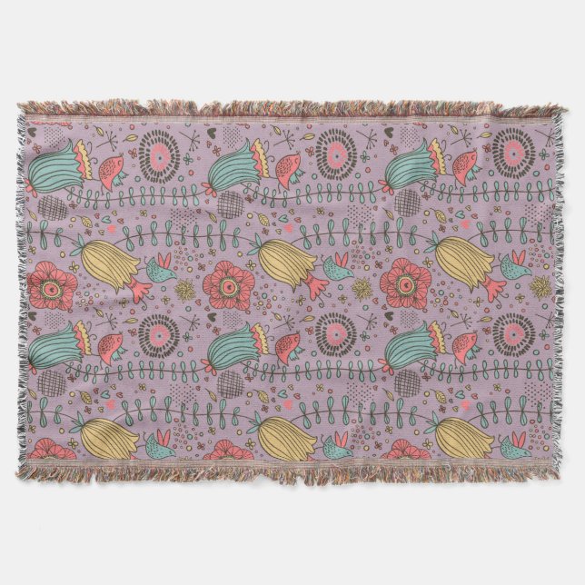Couverture Motif floral élégant avec des fleurs (Devant)