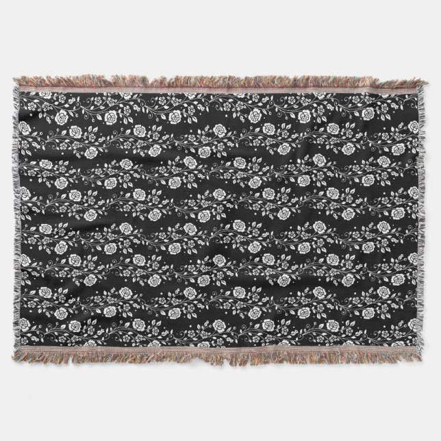 Couverture Motif floral noir élégant (Devant)