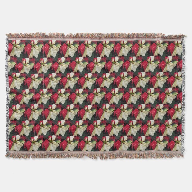 Couverture Motif Floral Poinsettia Varié (Devant)