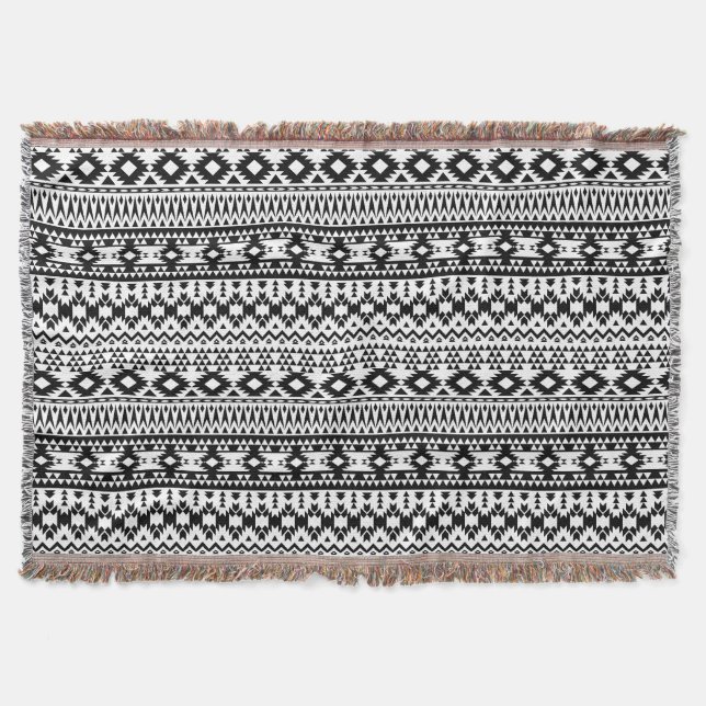 Couverture Motif géométrique Aztec noir et blanc (Devant)