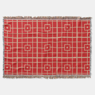 Couverture Motif géométrique chinois rouge et or traditionnel