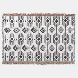 Couverture Motif géométrique ikat noir et blanc