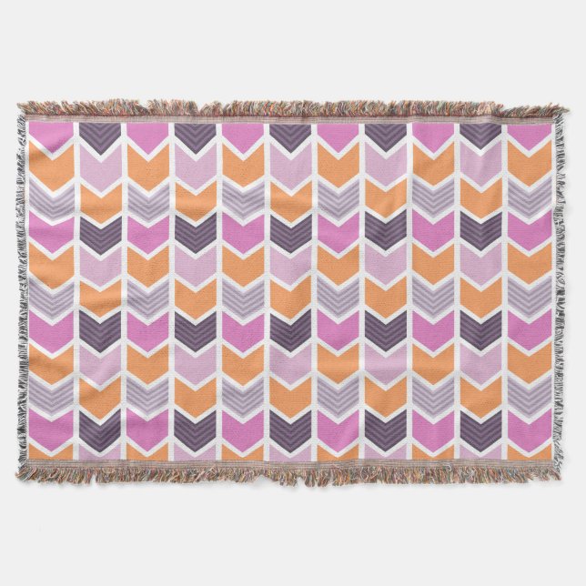 Couverture Motif géométrique rose pourpre orange de Chevron (Devant)