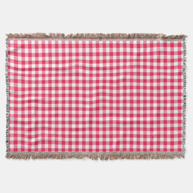 Couverture Motif Gingham Rouge et Blanc Classique Rustique (Devant)