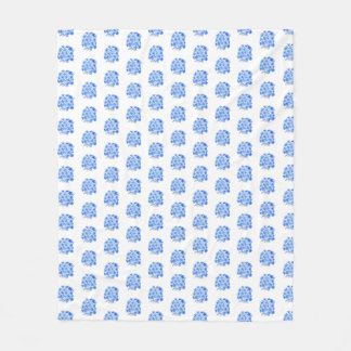 Couverture motif hydrangée bleue et blanche