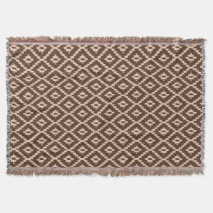 Couverture Motif Ikat - Chocolat et pêche pâle