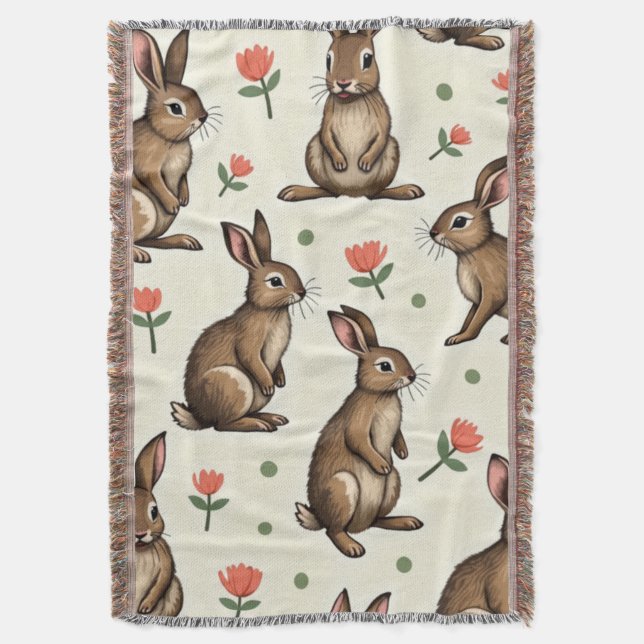 Couverture motif lapin vintage (devant Vertical)