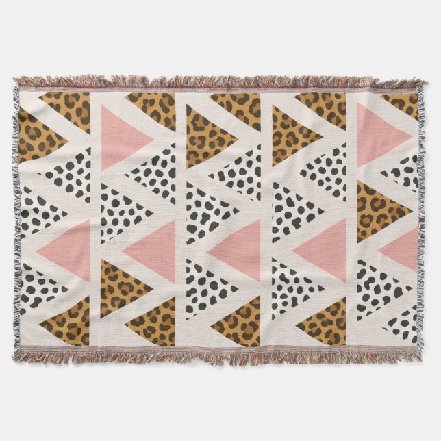 Couverture Motif Léopard Chic et Triangle Rose (Devant)