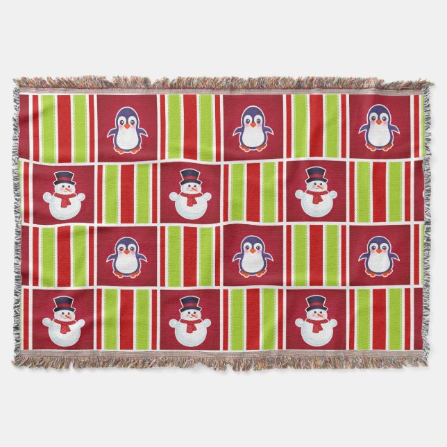 Couverture Motif mignon de Noël avec des bonhommes de neige (Devant)