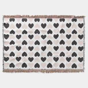 Couverture Motif moderne Blush Rose Black Love Hearts