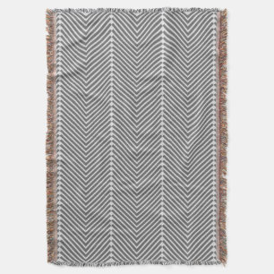 Couverture Motif Moderne Gris et Blanc en Arête de Hareng