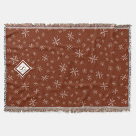 Couverture Motif moderne Snowflake sur Red Monogramme