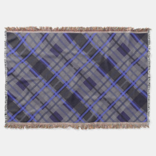 Couverture Motif moderne Tartan bleu gris noir