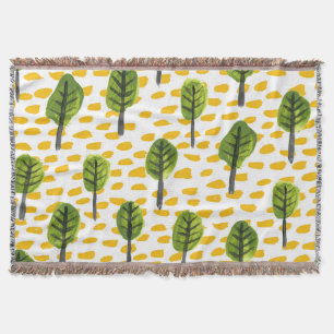 Couverture Motif Naïve Green Black Tree