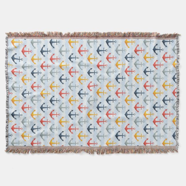 Couverture Motif nautique avec des Ancres (Devant)