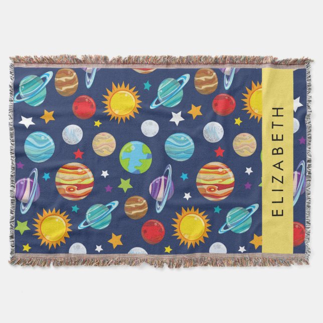 Couverture Motif, Planètes, Étoiles, Cosmos, Votre Nom (Devant)