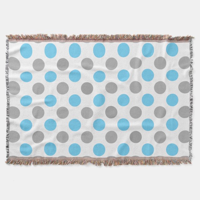 Couverture Motif pois bleu et gris (Devant)