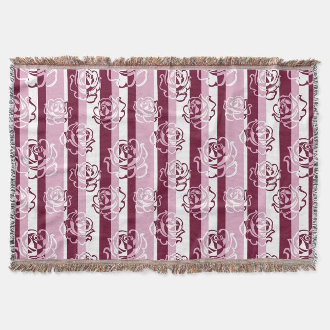 Couverture Motif rayé avec des roses (Devant)