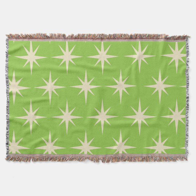 Couverture Motif Retro Atomic Stars sur Lime Green (Devant)