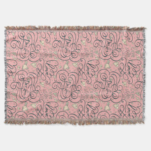 Couverture Motif romantique avec des coeurs et des oiseaux