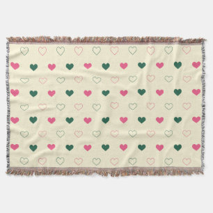 Couverture Motif sans couture - Cœurs roses et verts sur fond