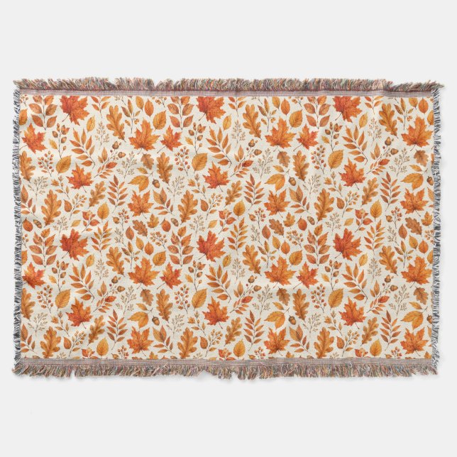 Couverture Motif sans couture de feuilles d'automne chaudes (Devant)