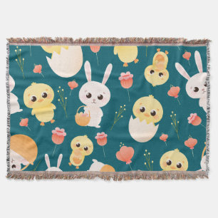 Couverture Motif sans couture de poussins et de lapins de Pâq