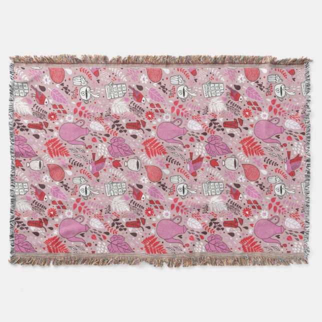 Couverture Motif savoureux avec des oiseaux et des fleurs (Devant)