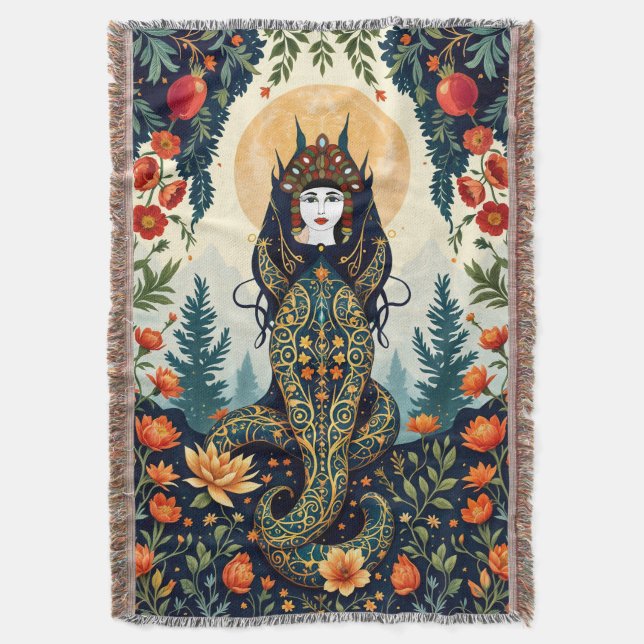 Couverture Motif Shahmaran Lance Blanche - Milieu Mystique (devant Vertical)