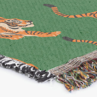 Couverture Motif tigre avec Arrière - plan vert