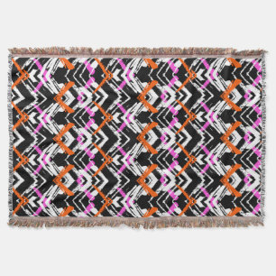 Couverture Motif tiré par la main noir, orange, et rose de