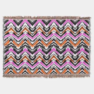 Couverture Motif tiré par la main noir, orange, et rose de