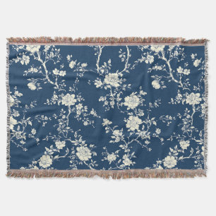 Couverture Motif Toile Floral Vintage Bleu (11)