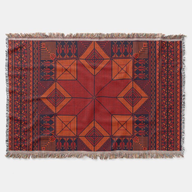 Couverture motif traditionnel Palestine broderie tatreez (Devant)