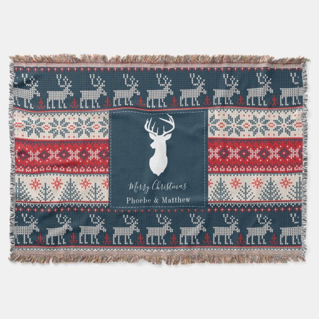 Couverture Motif tricot Noël Personnalisé (Devant)